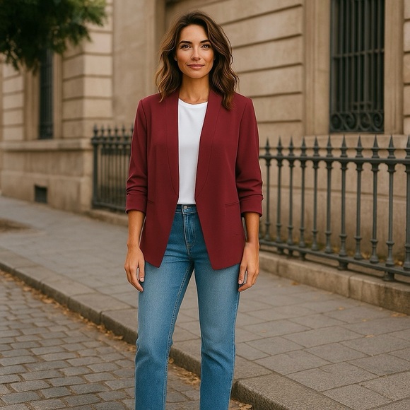 NWT DKNY x‎ Stitch Fix Women’s Burgundy Jacket Blazer Versatile Flattering
